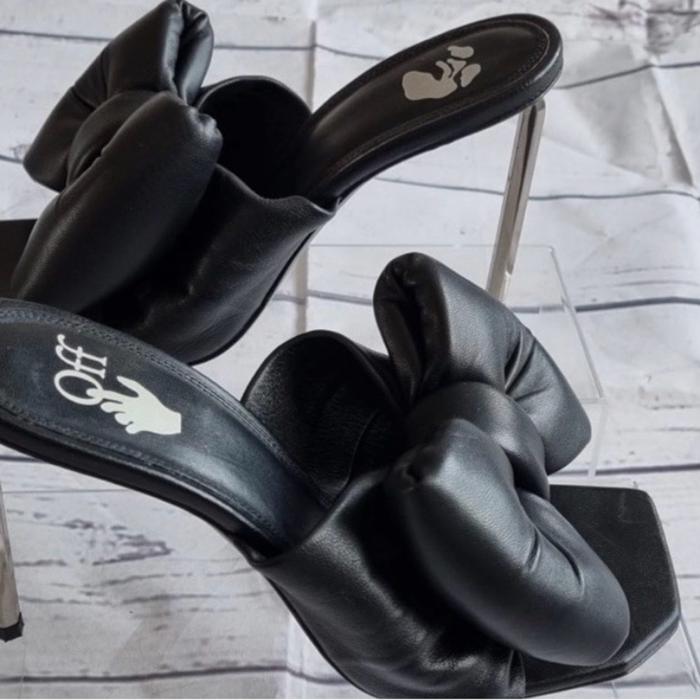 Black Women's Heeled Mules Off White Allen Bow